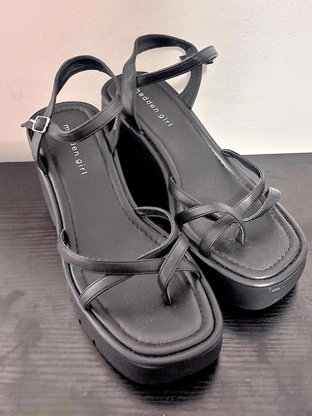 Madden Girl Vault Platform Wedge Sandal Black